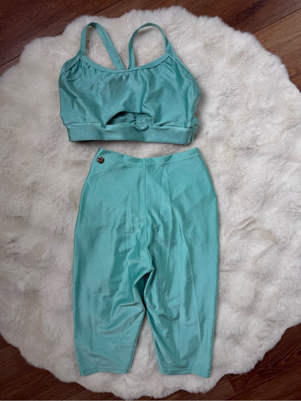 Light Aqua Capri Pants for Women - Stretch Activewear